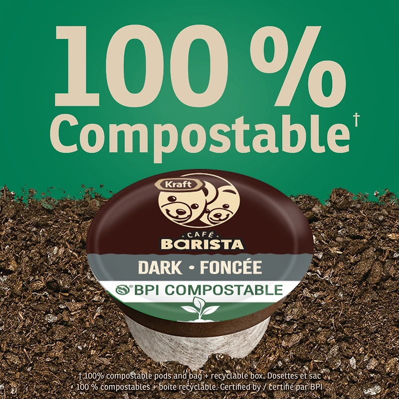 Dosettes De Café À Torréfaction Foncée 100 % Compostables, Boîte De 30 Unités