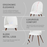 Lot de 2 chaises de salle à manger Homy Casa sans accoudoirs avec dossier incurvé et rembourré, tissu beige