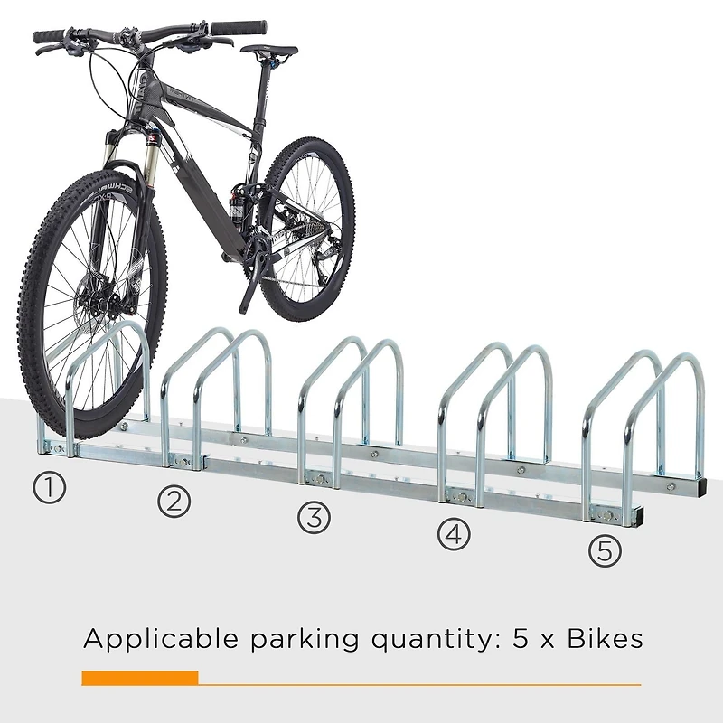 HOMCOM 3-Bike Bicycle Floor Parking Rack Cycling Storage Stand Silver