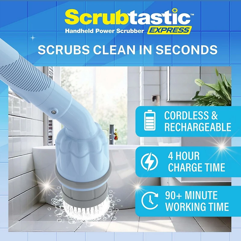 Bell + Howell Scrubtastic Express Brosse Électrique Rechargeable – Nettoyeur Sans Fil Salle de Bain