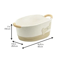 Panier de rangement en corde de coton, thème animal de compagnie avec image de jouets en forme d'os de chien