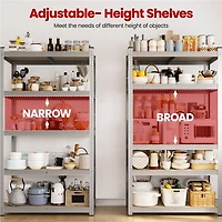 Fullfurnique 71″ Height Metal Storage Rack with Adjustable Shelves, Silver