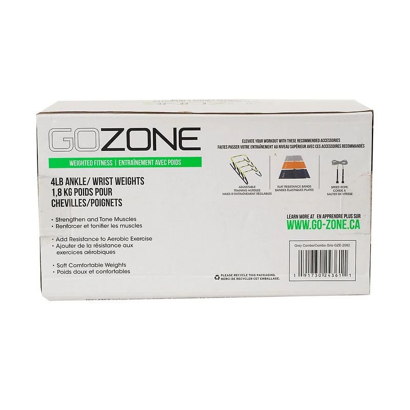 Poids pour chevilles/poignets GoZone – Gris/noir Alourdi avec du sable
