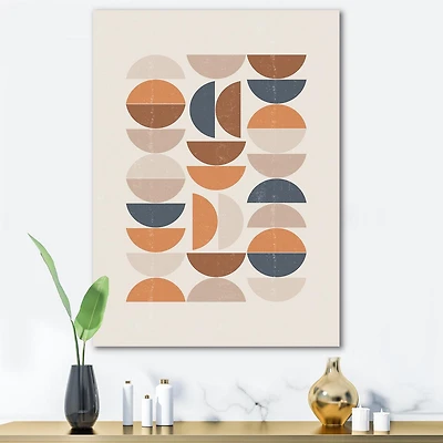 Designart Soleil abstrait et lune S en bleu et orange Art mural sur toile
