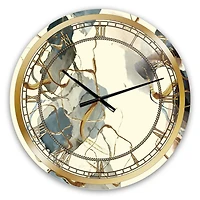 Designart 'Gold Glam Squares VI' Glam wall clock