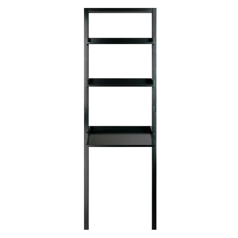 Winsome Bellamy Leaning Desk with 2 Shelves in Black