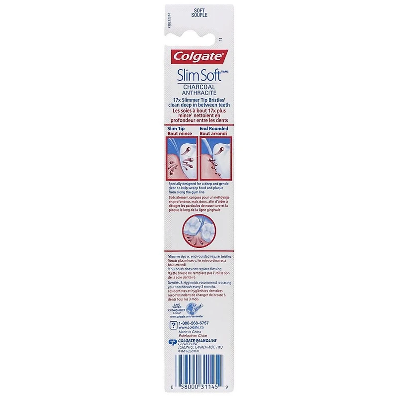 Colgate Slim Soft Charcoal Compact Head Toothbrush, Soft, 1 Count