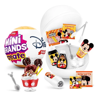 Mini Brands Create Disney Snacks Série 1 Capsule de ZURU, Mini objets de collection sous licence, emballage mystère aveugle, bricolage, artisanat, jeu de résine, nouveauté, collectionneurs, 8+