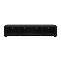 Bromley 71"L Black TV Stand with Four Glass Door Compartments