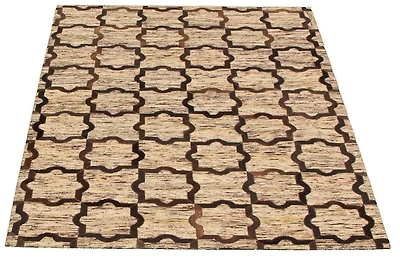 ECARPETGALLERY Tapis Fait à la Main pour Salon, Salle à Manger et Chambre à Coucher Transitionnel Collection Patchwork en cuir 4'6" x 6'6" en Brun