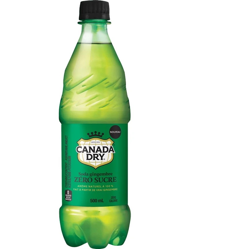 Canada Dry Zero Sugar Ginger Ale Bottle, 500 mL, 500ML