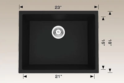 American Imaginations 23-in. W CSA Approved Black Granite Composite Kitchen Sink With 1 BowlAI-34530