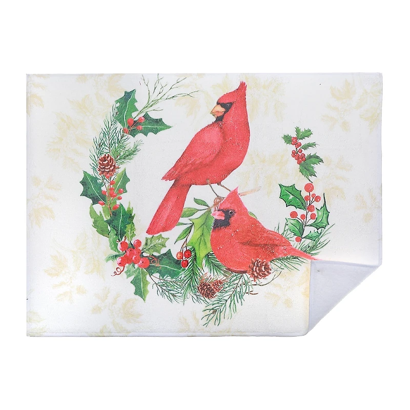 Tapis De Séchage En Microfibre (Cardinaux Perchés Sur Une Couronne) - Lot De 2
