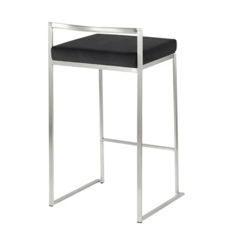 Salem Counter Stool in Black made of stainless steel frame in polished chrome finish and Black PU leather upholstered seat