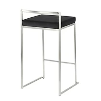 Salem Counter Stool in Black made of stainless steel frame in polished chrome finish and Black PU leather upholstered seat