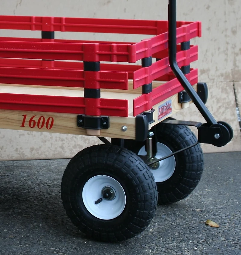 Millside Classic Kids 20" x 38" Wood Wagon with Poly Racks
