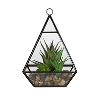 DesignOvation Terrarium de table en verre de 22,8 cm de haut avec trio de succulentes artificielles
