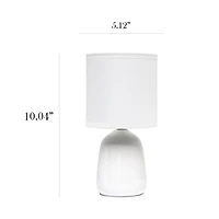 Simple Designs 10.04" Tall Traditional Ceramic Thimble Base Bedside Table Desk Lamp with Matching Fabric Shade for Home Decor, Nightstand, Bedroom, Living Room, Entryway, Office, Black