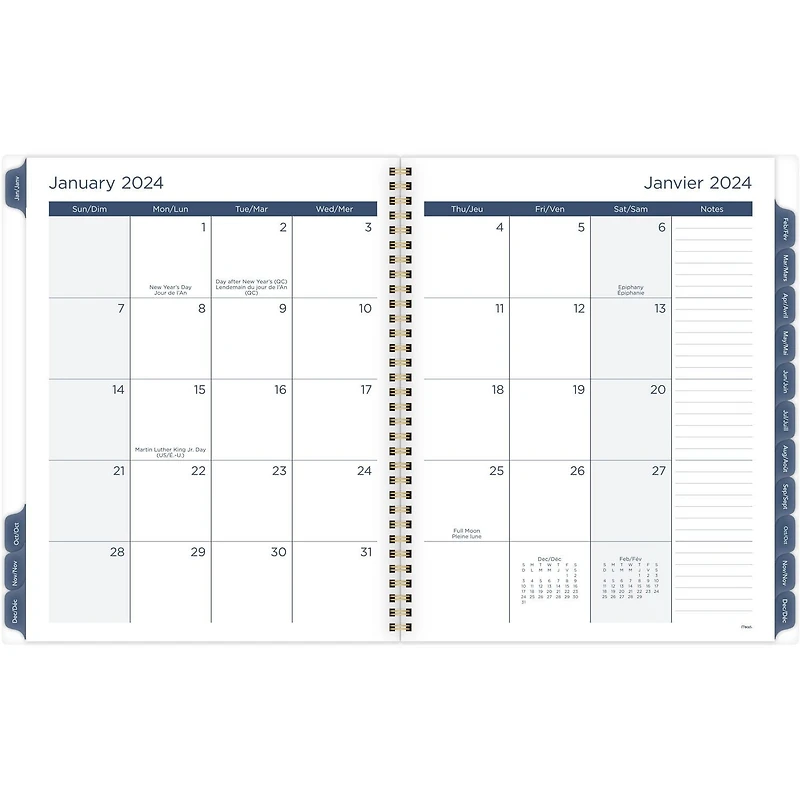 Mead Large Geo Blue Lines 2024 Weekly/Monthly Planner