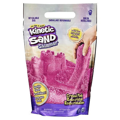 Kinetic Sand, Sachet de 907 g de sable scintillant Rose cristal entièrement naturel à écraser, mélanger et sculpter