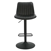 Contemporaine Similicuir et Métal Tabouret avec Vérin à l'Air, Jeu de 2 - Noir et Noir
