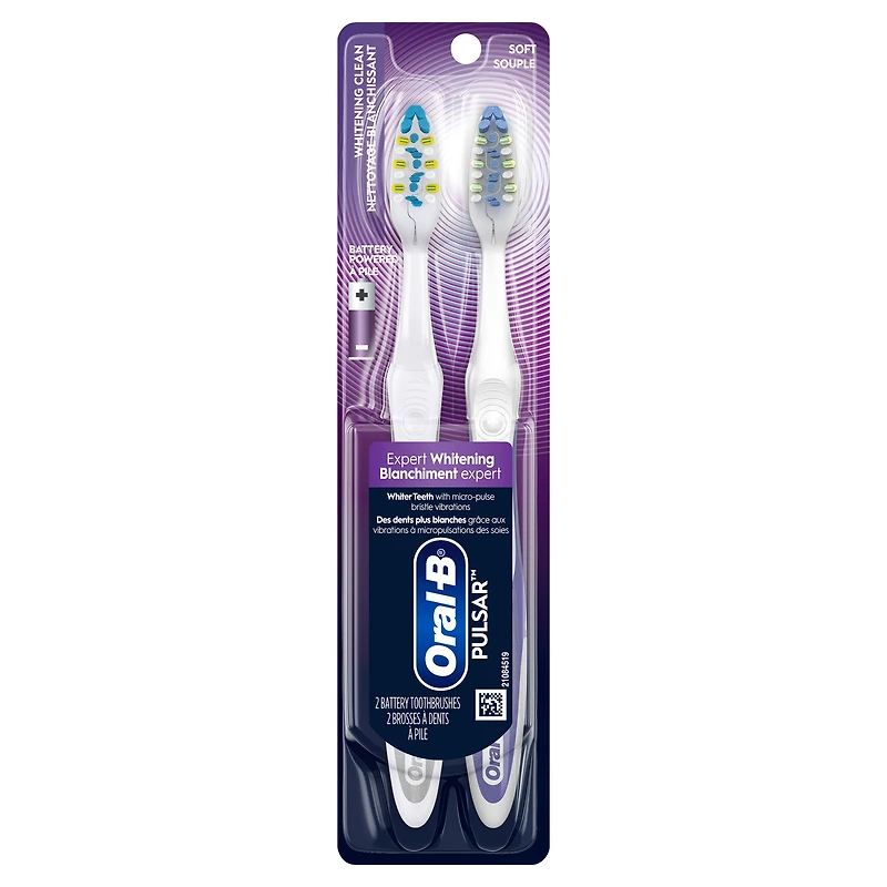Brosses à dents à pile blanchissantes Oral-B Pulsar, souple 2 unités
