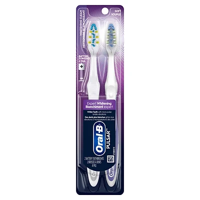 Oral-B Pulsar Whitening Battery Powered Toothbrush, Soft, 2 Count