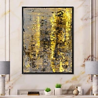 Designart Yellow Meets Grey Abstract Art II FLOAT FRAME WALL ART