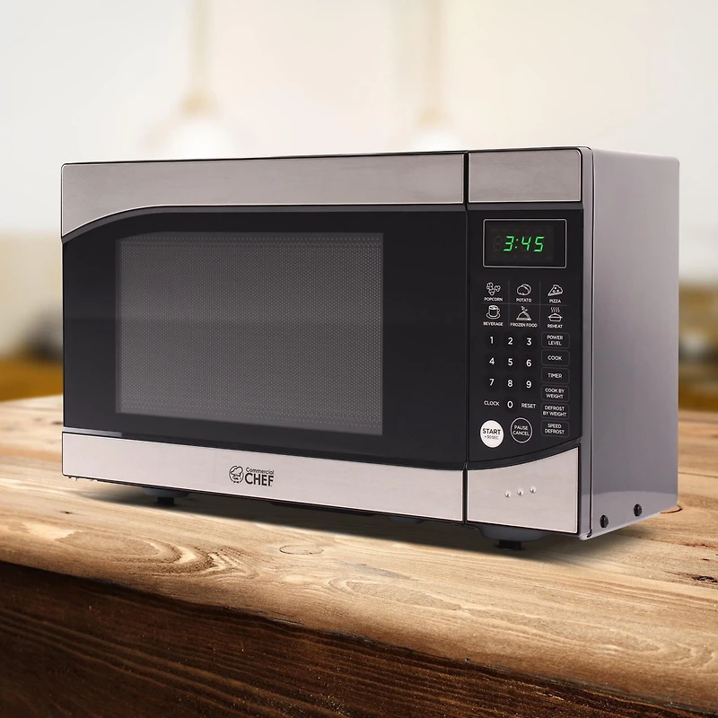 Micro-ondes COMMERCIAL CHEF de 0,9 pi3 avec 10 niveaux de puissance, micro-ondes de comptoir avec minuterie et menu tactile rapide, acier inoxydable