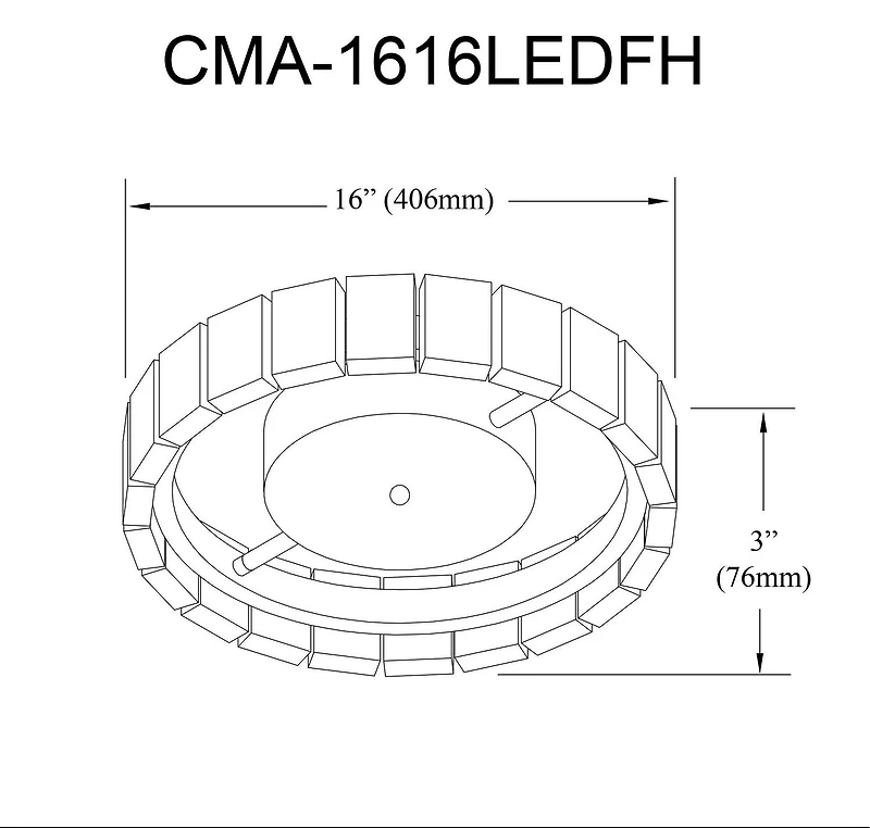 Camila Flush Mount - 16W - Matte Black - Clear Acrylic