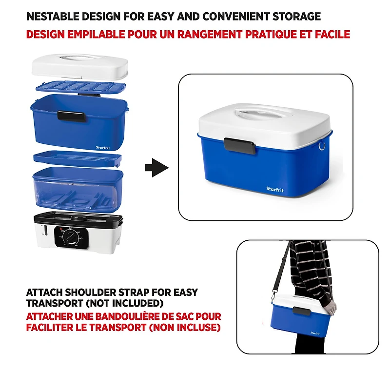 Starfrit Electric Hot Dog Steamer, Steams up to 12 Hot-Dogs, Nestable Components for Easy Storage, Special Edition Blue