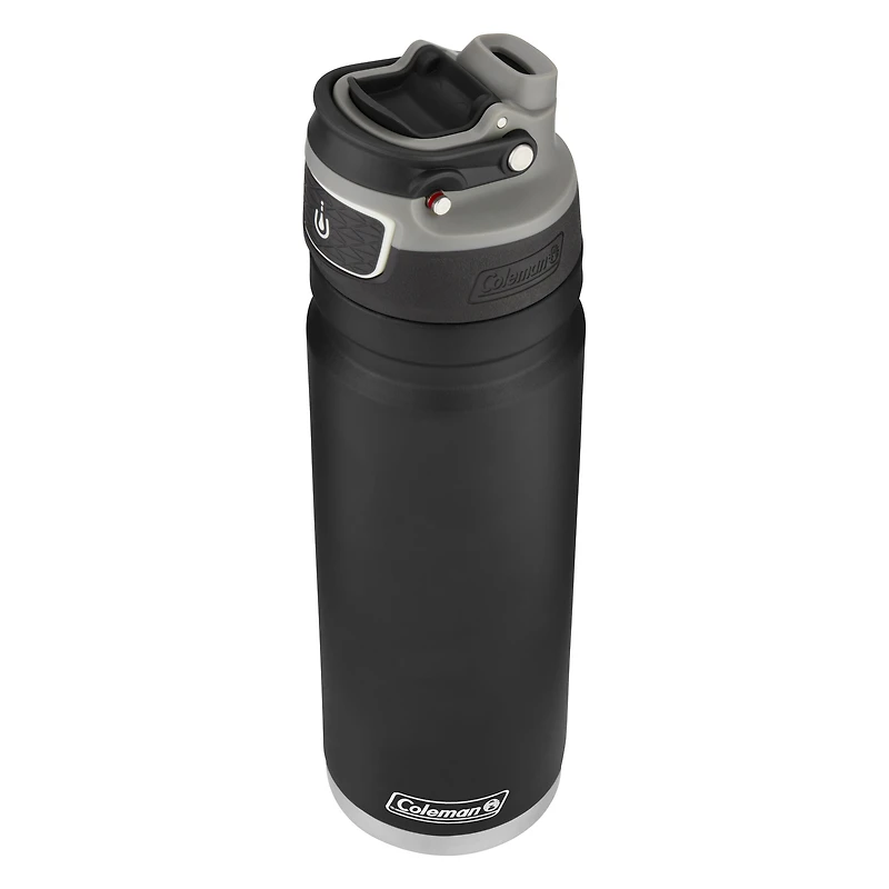 Coleman FreeFlow AUTOSEAL Stainless Steel Water Bottle, 24 oz (709 ml), Black, BPA-Free