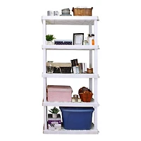 Hyper Tough Plastic Storage Shelf 5-Tier 73.80"Hx 17.75"D x 36"W 2-Pack White-750 lbs Total Capacity