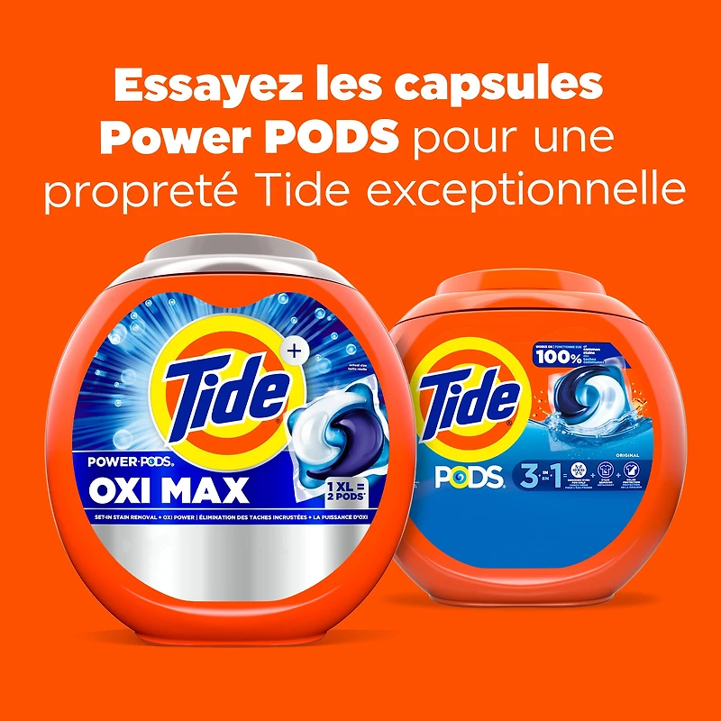 Détergent à lessive Tide PODS, détachant, éliminateur d’odeurs et protège-couleur 3 en de savon à lessive concentré, parfum Original