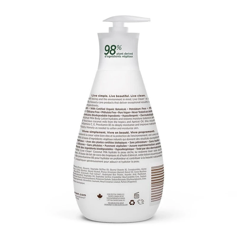Live Clean Coconut Milk Moisturizing Body Lotion for Dry Skin