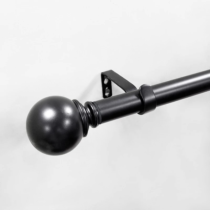 Mainstays 1” Black Ball Adjustable Curtain Rod, 30”-84”