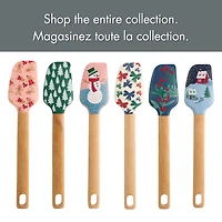 Holiday Time Silicone and Beechwood Spatula, Gingerbread Cookies, Pink