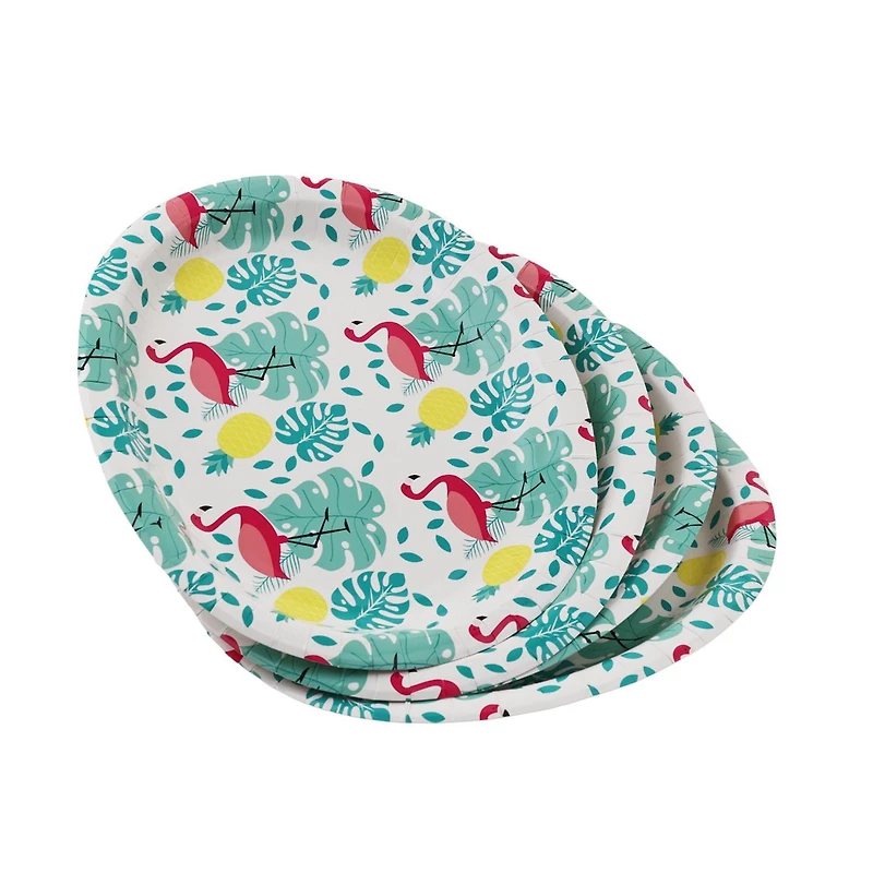 Way to Celebrate!  Summer 8 Oval Plate-Flamingo Pattern