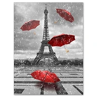 Designart Flying Umbrella with Eiffel Tower Canvas Wall Art