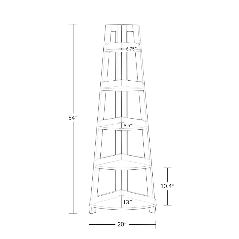 RiverRidge® Home 54-inch H x 20-inch W x 14.5-inch D Kids Ladder Corner Shelf