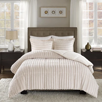 Home Essence York Faux Fur Comforter Set