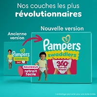 Pampers Couches - Swaddlers 360° - Taille 7, jusqu'à 100 % Anti-Fuites, Ajustement Confortable et Sec, Onglets EZ Off Conçus pour des Changements Faciles, Couche à Enfiler