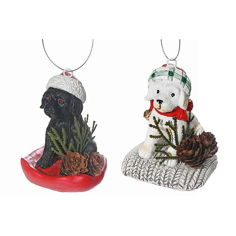Décoration De Chien En Résine Christman - Lot De 2