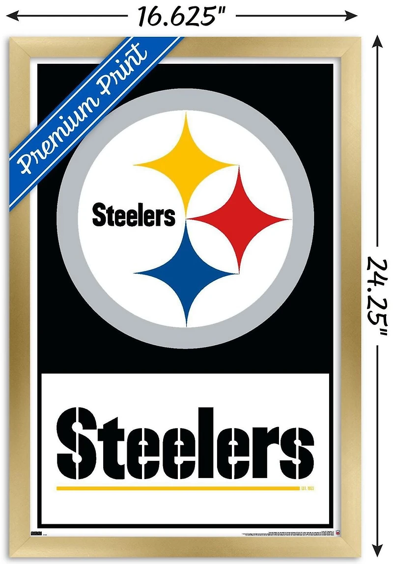 NFL Pittsburgh Steelers - Logo 21 Wall Poster, 22.375" x 34" Framed