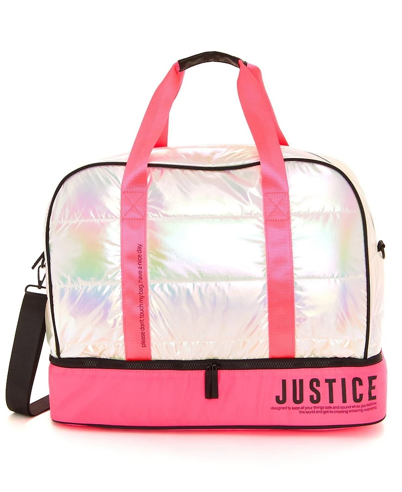 Justice Color Blocked Duffel Bouffante en nylon brillant