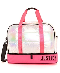Justice Color Blocked Duffel Bouffante en nylon brillant