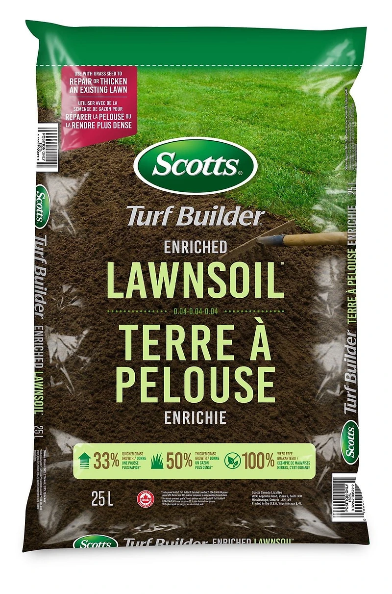 Scotts Turf Builder Terre à pelouse enrichie 0,04-0,04-0,04 - 25 L