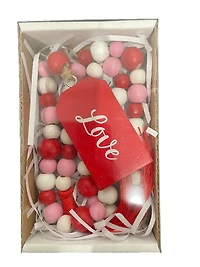 Way to Celebrate Wooden Beaded Garland Love, Red