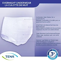 TENA Incontinence Underwear for Women, Postpartum and Bladder Control, Overnight Protection, Extra Large, 10 Count
