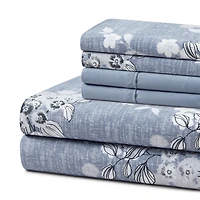 Marina Decoration Ultra Soft Silky Deep Pocket Rich Printed Bedding Rayon from Bamboo All Season Sheet Set with Pillowcases, Romantic Inkwash Floral Pattern